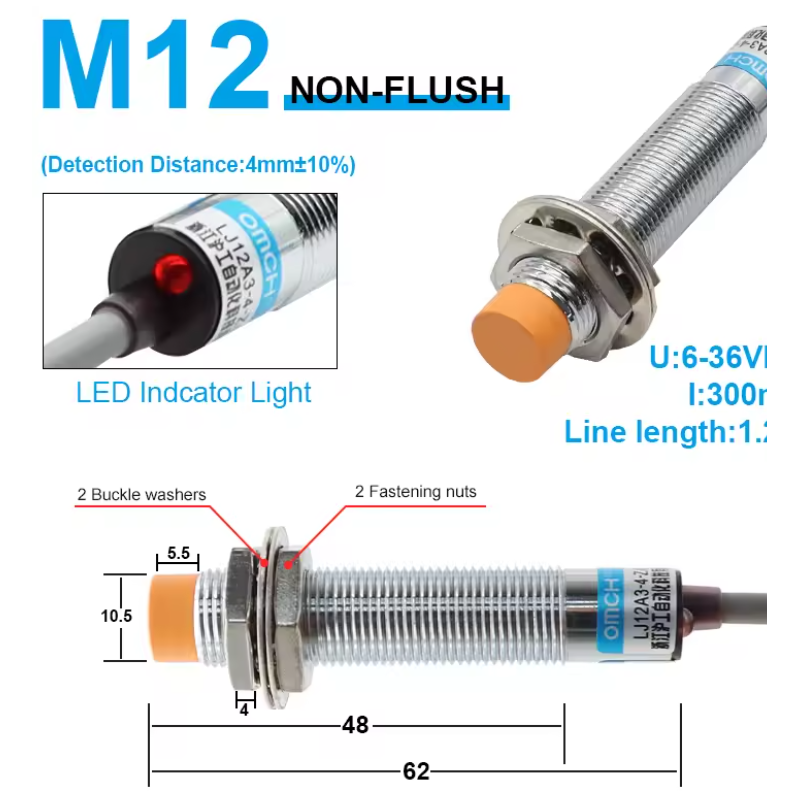 LJ12A3-4-Z/AX NPN NC Inductive Proximity Sensor – M12