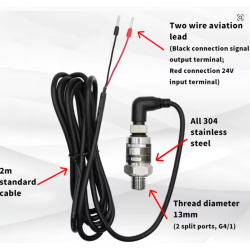 Pressure Transducer 0-10 Bar 4-20mA DC24V IP68 G1/4" | Sensor Presioni për Pompa me Inverter dhe Hidroforë