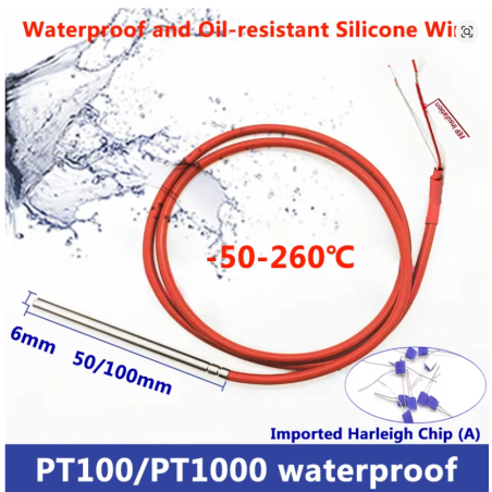 ensor Temperaturë PT1000 RTD 3 Tela Ø6×100mm -50~260°C | Smarttronik
