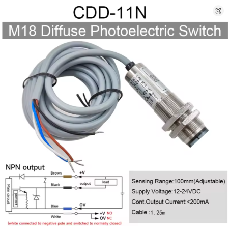 Sensor Fotoelektrik NPN CDD-11N 10cm M18 | Smarttronik Kosovë Prishtinë