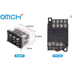 Bazë Releje PTF-14A 14-Pin DIN Rail 4PDT | Smarttronik Kosovë Prishtinë