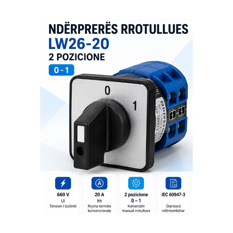 Ndërprerës Rrotullues 0-1 20A LW26-20/2 | Smarttronik Kosovë