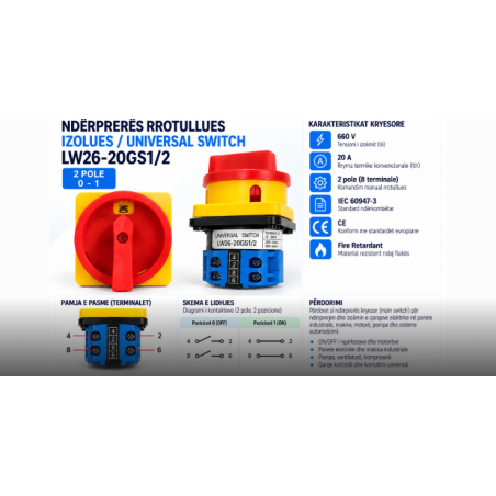Ndërprerës Izolues 2P 20A LW26-20GS1/2 | Smarttronik Kosovë