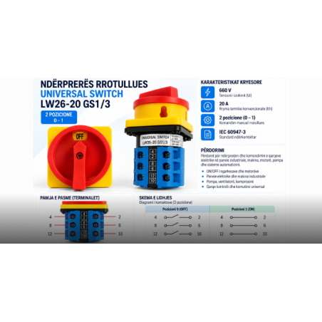 Ndërprerës Rrotullues 3P ON/OFF 20A LW26-20 GS1/3 | Smarttronik