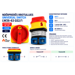 Ndërprerës Rrotullues ON/OFF 1P 63A LW26-63 GS2/1 | Smarttronik