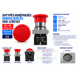 Buton Emergjence NC+NO Ø22mm SKB-2/BE102-101 | Smarttronik