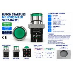 Buton Startues LED 24V NO+NC SKB2-BW311 | Smarttronik