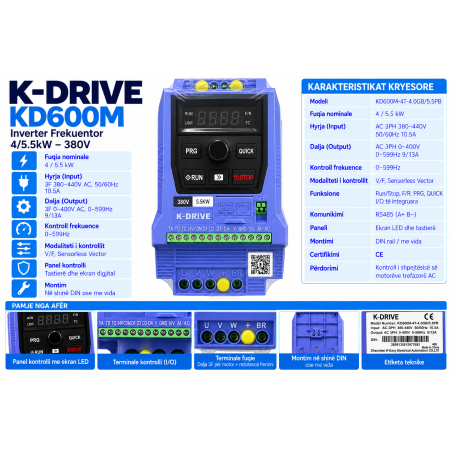 Inverter Frekuentor KD600M 4/5.5kW 380V | Smarttronik Kosovë