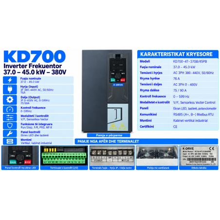 Inverter Frekuentor KD700 37/45kW 380V | Smarttronik