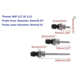 Sensor Temperature PT100 – RTD me Filetim BSP G1/2"
